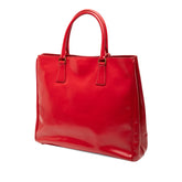 プラダ 三角ロゴプレート ハンドバッグ レッド レザー レディース PRADA 【中古】